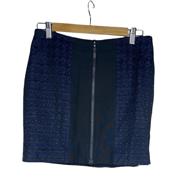 Sandro Skirt Size 3/Large Women's Textured Front Full Zip Wool Blend Color Block - Picture 1 of 6